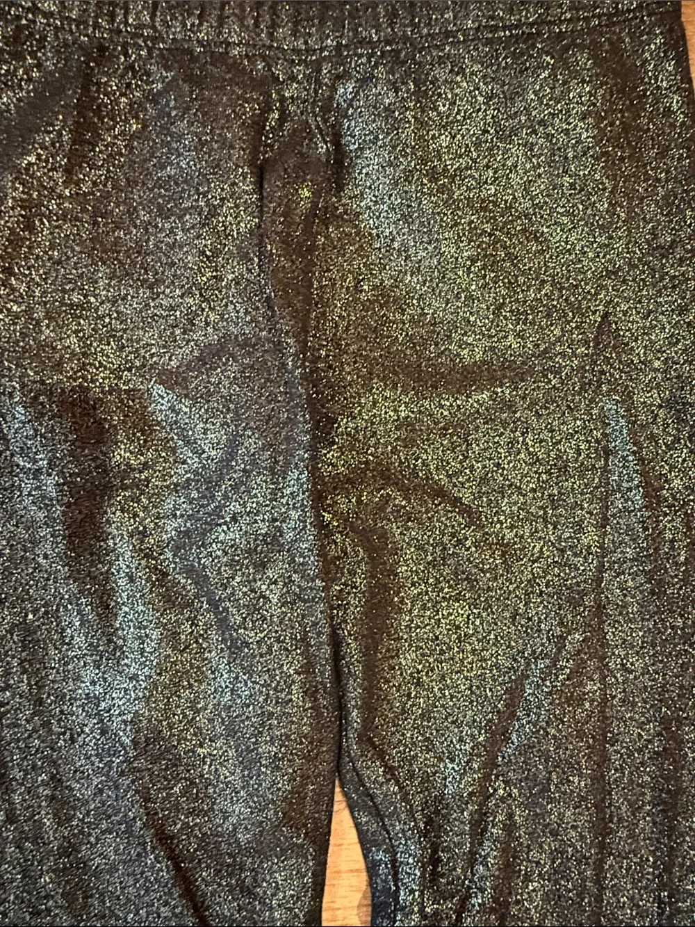 Girls' Black Ribbed and Black Shimmer Leggings - Pack of 2 - Size 5